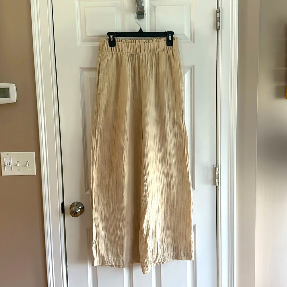 Beige Wide-Leg Pants